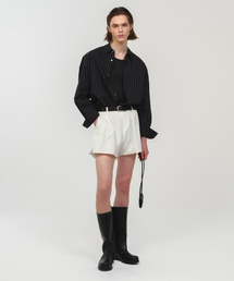 MOONSUN（ムーンサン）の「ユニセックス ストライプバンディングショーツ / ホワイト（その他パンツ）」