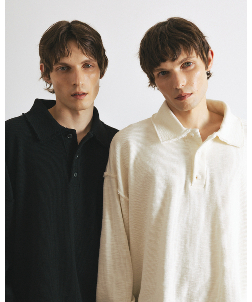 ANGLAN（アングラン）の「Big-Collar Waffle Pullover - Ivory（ポロシャツ・メンズ・その他・FREE）」の6枚目の写真
