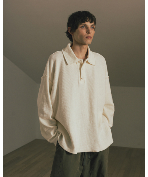 ANGLAN（アングラン）の「Big-Collar Waffle Pullover - Ivory（ポロシャツ・メンズ・その他・FREE）」の2枚目の写真