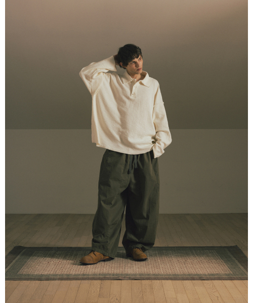 ANGLAN（アングラン）の「Big-Collar Waffle Pullover - Ivory（ポロシャツ・メンズ・その他・FREE）」の3枚目の写真