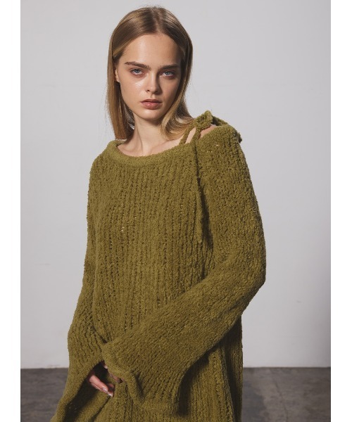 COEL（コエル）の「オフショルニットミニワンピース（ワンピース・レディース・ブラック/グリーン・FREE）」の4枚目の写真