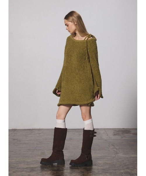 COEL（コエル）の「オフショルニットミニワンピース（ワンピース・レディース・ブラック/グリーン・FREE）」の5枚目の写真