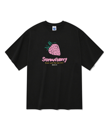 20番手ピンクストロベリー半袖Tシャツブラック