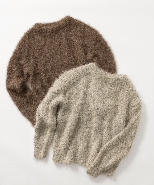 STRAWBERRY-FIELDS（ストロベリーフィールズ）の「シャランシャギー_ラメリリヤーンMIXシャギーニット（ニット/セーター・レディース・モカ/キナリ・2）」の2枚目の写真