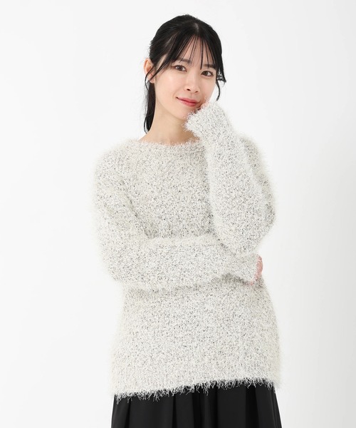 STRAWBERRY-FIELDS（ストロベリーフィールズ）の「シャランシャギー_ラメリリヤーンMIXシャギーニット（ニット/セーター・レディース・モカ/キナリ・2）」の4枚目の写真