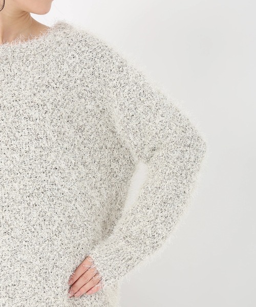 STRAWBERRY-FIELDS（ストロベリーフィールズ）の「シャランシャギー_ラメリリヤーンMIXシャギーニット（ニット/セーター・レディース・モカ/キナリ・2）」の9枚目の写真