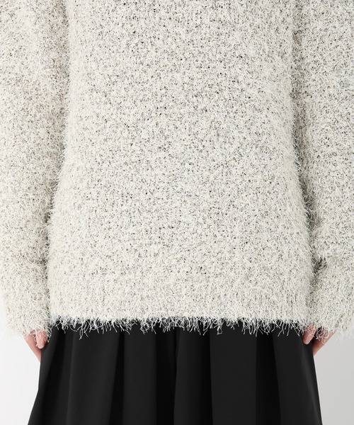 STRAWBERRY-FIELDS（ストロベリーフィールズ）の「シャランシャギー_ラメリリヤーンMIXシャギーニット（ニット/セーター・レディース・モカ/キナリ・2）」の10枚目の写真