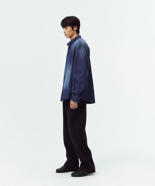 BLANKROOM(ブランクルーム)の「ボタンダウンデニムシャツ_MID BLUE(シャツ/ブラウス・メンズ・その他・1/2/3/4)」の4枚目の写真
