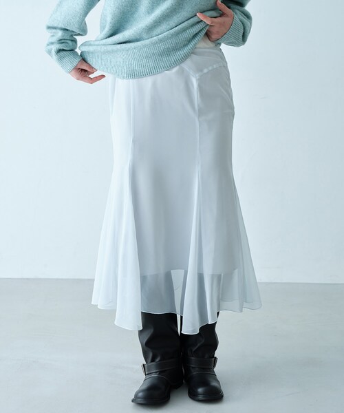 CODE A(コードエー)の「sheer fit skirt(スカート・レディース・パープル/サックスブルー・38/36/34)」の1枚目の写真