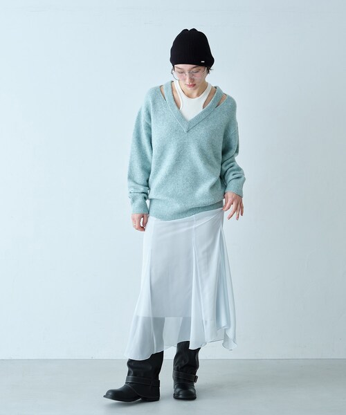 CODE A(コードエー)の「sheer fit skirt(スカート・レディース・パープル/サックスブルー・38/36/34)」の4枚目の写真