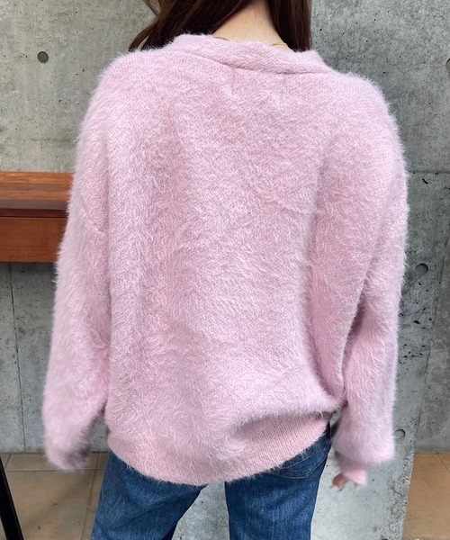 ROGER AND RAW（ロジャーアンドロウ）の「シャギーニットカーディガン（カーディガン/ボレロ・レディース・ベージュ/ホワイト/ピンク・FREE）」の7枚目の写真