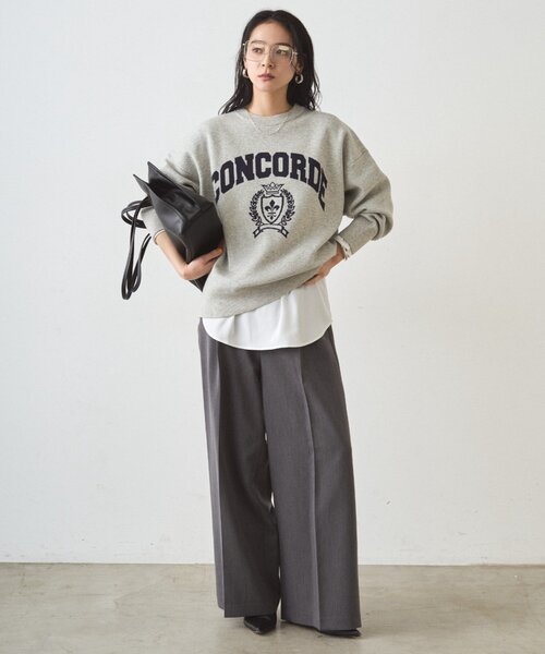 LOUNGEDRESS（ラウンジドレス）の「ジャガードロゴニット（ニット/セーター・レディース・モカ/グレー・FREE）」の4枚目の写真