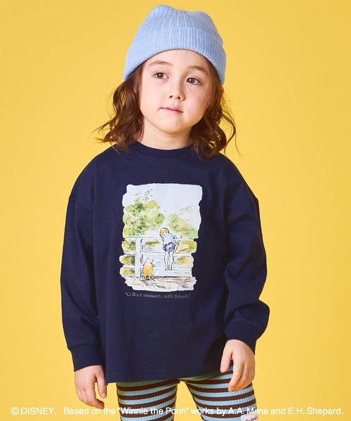 セール】【くまのプーさん】ユニセックス 前後プリント 長袖Tシャツ（T