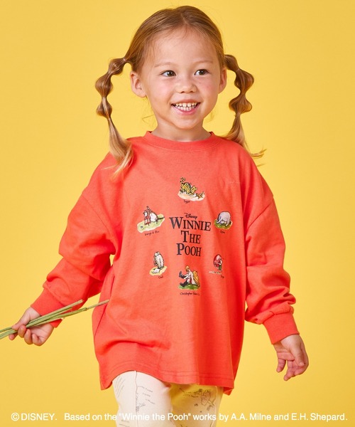 セール】【くまのプーさん】ユニセックス 前後プリント 長袖Tシャツ（T