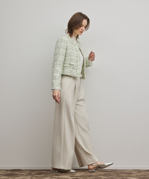 GRACE CONTINENTAL（グレースコンチネンタル）の「ミックスツイードジャケット（ノーカラージャケット・レディース・イエロー/ブラック・38/36）」の5枚目の写真