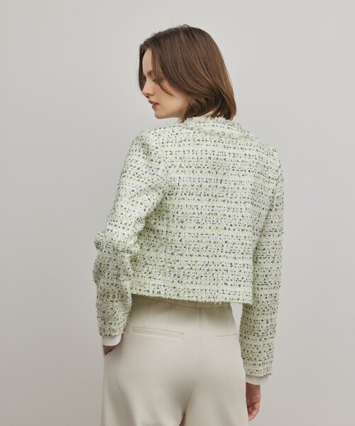 GRACE CONTINENTAL（グレースコンチネンタル）の「ミックスツイードジャケット（ノーカラージャケット・レディース・イエロー/ブラック・38/36）」の7枚目の写真