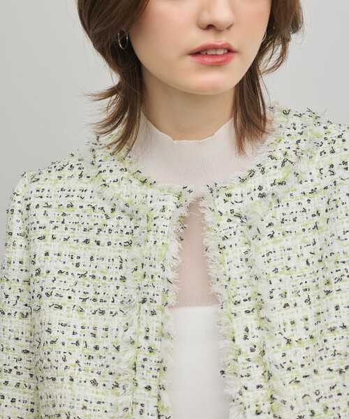 GRACE CONTINENTAL（グレースコンチネンタル）の「ミックスツイードジャケット（ノーカラージャケット・レディース・イエロー/ブラック・38/36）」の9枚目の写真