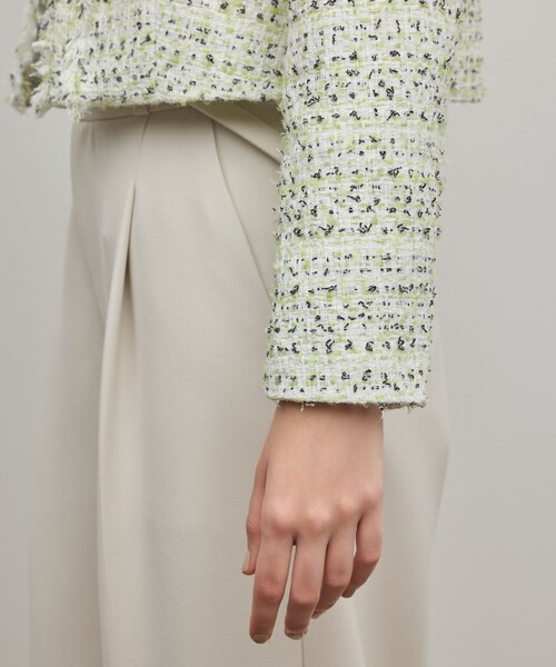 GRACE CONTINENTAL（グレースコンチネンタル）の「ミックスツイードジャケット（ノーカラージャケット・レディース・イエロー/ブラック・38/36）」の10枚目の写真