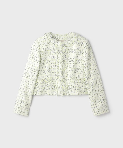 GRACE CONTINENTAL（グレースコンチネンタル）の「ミックスツイードジャケット（ノーカラージャケット・レディース・イエロー/ブラック・38/36）」の12枚目の写真