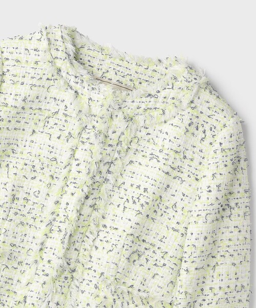 GRACE CONTINENTAL（グレースコンチネンタル）の「ミックスツイードジャケット（ノーカラージャケット・レディース・イエロー/ブラック・38/36）」の14枚目の写真