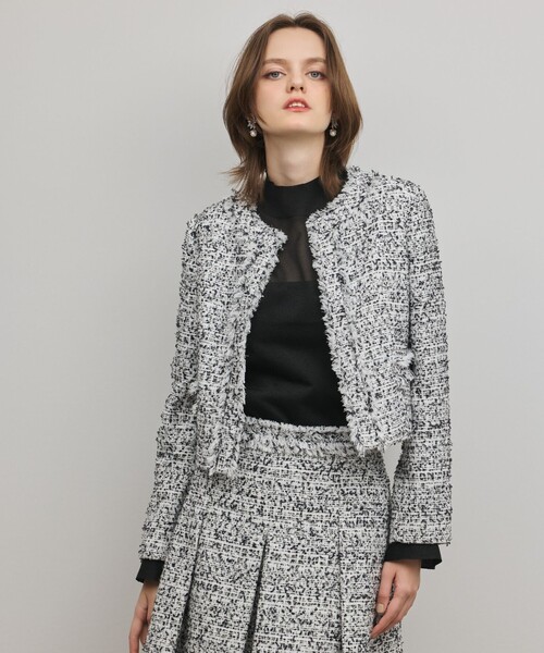 GRACE CONTINENTAL（グレースコンチネンタル）の「ミックスツイードジャケット（ノーカラージャケット・レディース・イエロー/ブラック・38/36）」の19枚目の写真