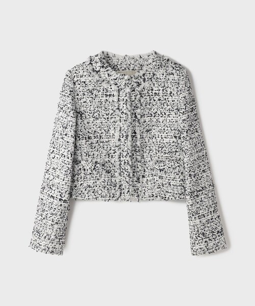 GRACE CONTINENTAL（グレースコンチネンタル）の「ミックスツイードジャケット（ノーカラージャケット・レディース・イエロー/ブラック・38/36）」の22枚目の写真