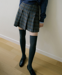 EOT CHECKERED PLEATS MINI SKIRT BROWN