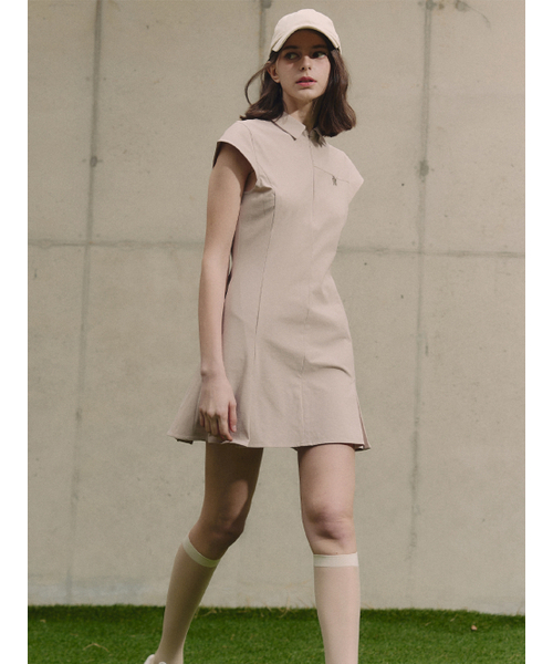 Cap sleeve dress_BEIGE