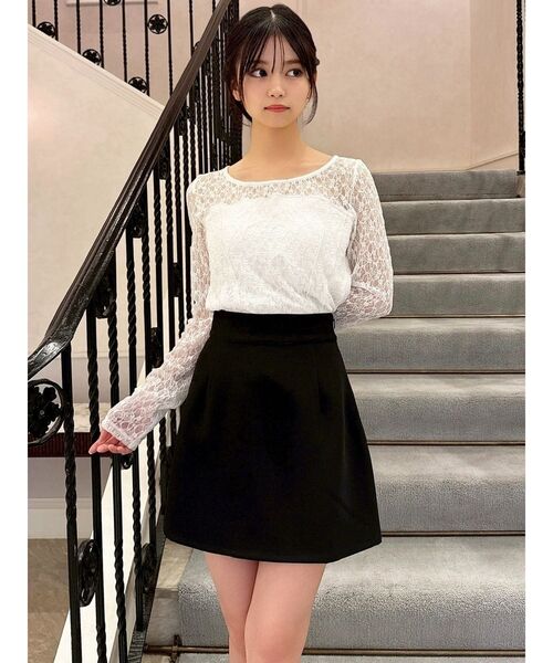 RESEXXY（リゼクシー）の「ベーシックミニスカート（スカート・レディース・ブラック/アイボリー/チャコールグレー・FREE）」の4枚目の写真