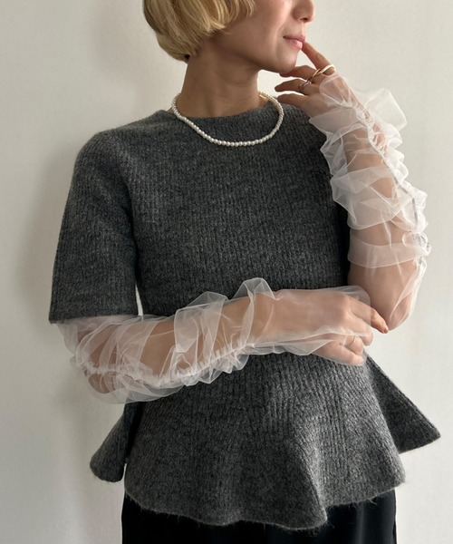 Kotoe（コトエ）の「シアー ギャザー アームカバー（アームカバー・レディース・ホワイト/ブラック・FREE）」の9枚目の写真