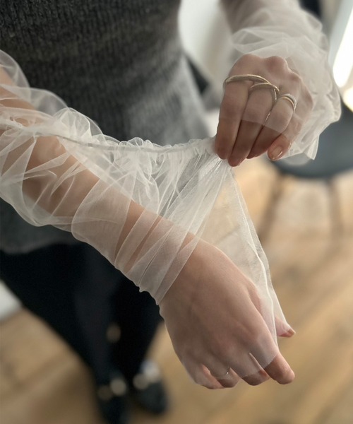 Kotoe（コトエ）の「シアー ギャザー アームカバー（アームカバー・レディース・ホワイト/ブラック・FREE）」の12枚目の写真