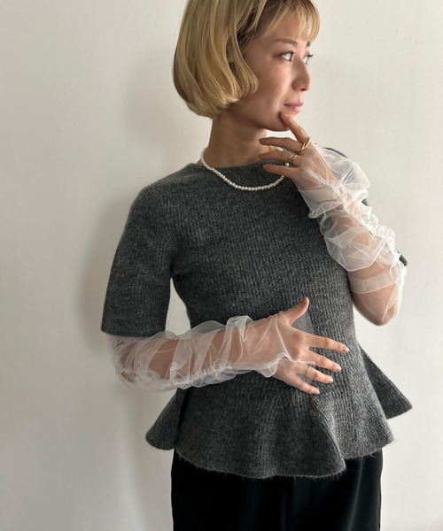 Kotoe（コトエ）の「シアー ギャザー アームカバー（アームカバー・レディース・ホワイト/ブラック・FREE）」の11枚目の写真