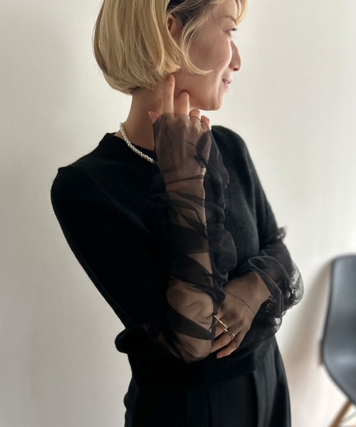 Kotoe（コトエ）の「シアー ギャザー アームカバー（アームカバー・レディース・ホワイト/ブラック・FREE）」の8枚目の写真