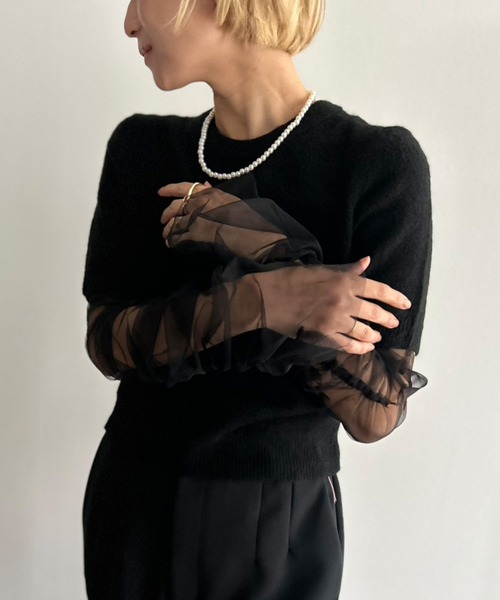 Kotoe（コトエ）の「シアー ギャザー アームカバー（アームカバー・レディース・ホワイト/ブラック・FREE）」の4枚目の写真