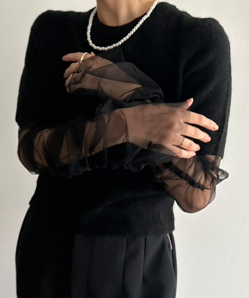 Kotoe（コトエ）の「シアー ギャザー アームカバー（アームカバー・レディース・ホワイト/ブラック・FREE）」の5枚目の写真