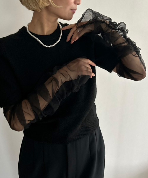 Kotoe（コトエ）の「シアー ギャザー アームカバー（アームカバー・レディース・ホワイト/ブラック・FREE）」の6枚目の写真