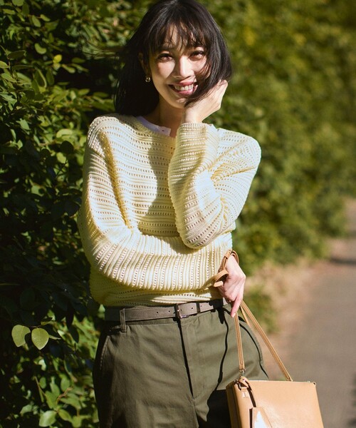 23区 L(ニジュウサンクオオキイサイズ)の「コットンギマ ボートネック ニット(ニット/セーター・レディース・ネイビー系/ホワイト系/ベージュ系/ライトイエロー系・44/46)」の4枚目の写真
