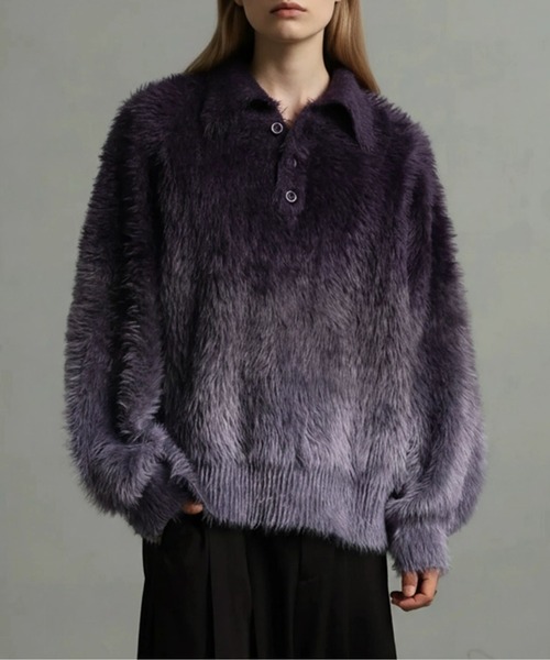 エレガンスヘビーシャギーニット グラデーションポロシャツ welise×ELLUV】-Limited- エレガンスヘビーシャギーニット