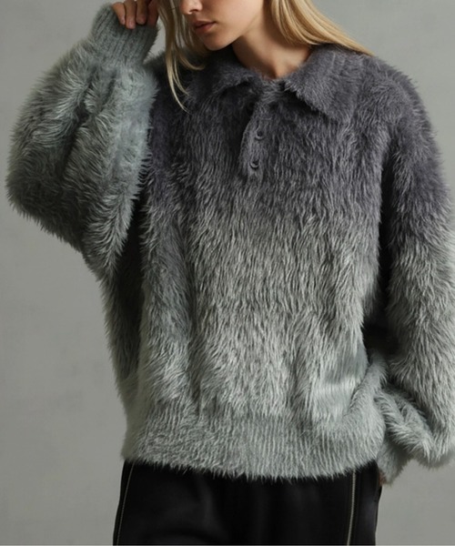 エレガンスヘビーシャギーニット グラデーションポロシャツ welise（ウェライズ）の「【welise×ELLUV】-Limited- エレガンスヘビー