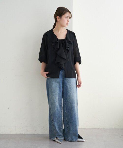 SHENERY(シーナリー)の「フリルカラーブラウス(シャツ/ブラウス・レディース・ベージュ/ブラック/オフホワイト・FREE)」の12枚目の写真