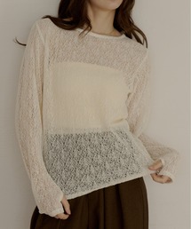 OLUN（オルン）の「nuance sheer tops/ニュアンスシアートップス（Tシャツ/カットソー）」