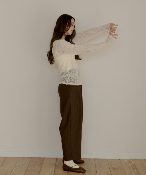 OLUN(オルン)の「nuance sheer tops/ニュアンスシアートップス(Tシャツ/カットソー・レディース・アイボリー/ベージュ/ブラウン・FREE)」の20枚目の写真