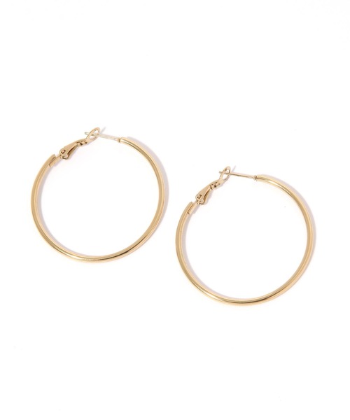 BAYFLOW（ベイフロー）の「ステンレスフープピアス（ピアス（両耳用）・レディース・ライトグレー/イエロー・FREE）」の2枚目の写真