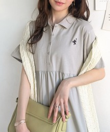 classicalelf（クラシカルエルフ）の「さらっと軽やか、涼しげ素材。胸刺繍ポロ衿シャツ切り替えティアードワンピース（半袖）（ワンピース）」