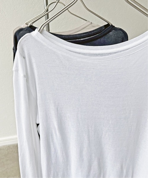 Spick & Span（スピックアンドスパン）の「《追加3》シアーボートネックプルオーバー（Tシャツ/カットソー・レディース・チャコールグレー/ホワイト・FREE）」の2枚目の写真