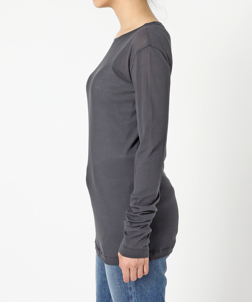 Spick & Span（スピックアンドスパン）の「《追加3》シアーボートネックプルオーバー（Tシャツ/カットソー・レディース・チャコールグレー/ホワイト・FREE）」の6枚目の写真