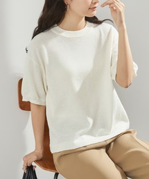 接触冷感 ブークレサマーニット 半袖プルオーバー＜UVカット/マシンウォッシャブル＞