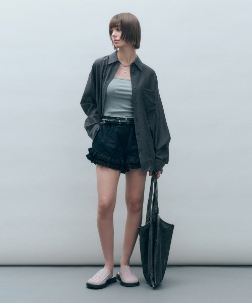 MONGDOL(モンドル)の「テンセルシースルールーズフィットシャツチャコールMDSH019CHARCOAL(シャツ/ブラウス・レディース・その他・F)」の3枚目の写真