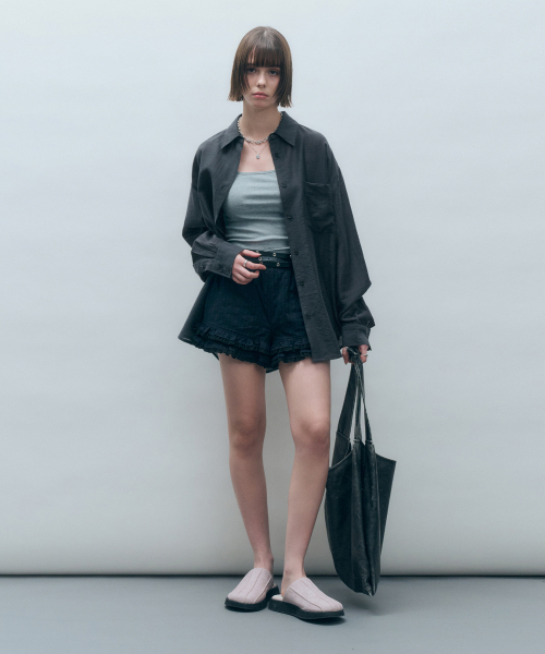 MONGDOL(モンドル)の「テンセルシースルールーズフィットシャツチャコールMDSH019CHARCOAL(シャツ/ブラウス・レディース・その他・F)」の5枚目の写真