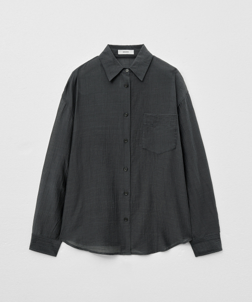 MONGDOL(モンドル)の「テンセルシースルールーズフィットシャツチャコールMDSH019CHARCOAL(シャツ/ブラウス・レディース・その他・F)」の6枚目の写真